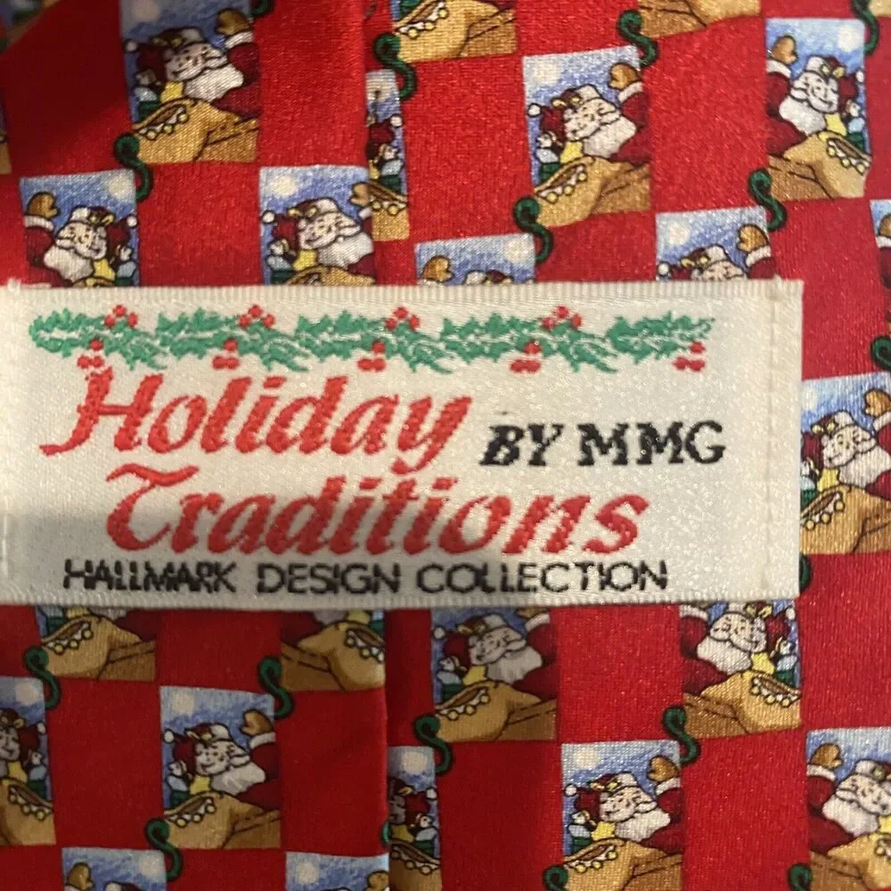 Christmas Tie Red Santa 100% Silk Hallmark Design‎ Collection Holiday